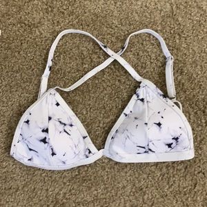 Small black and white marble triangle bikini top